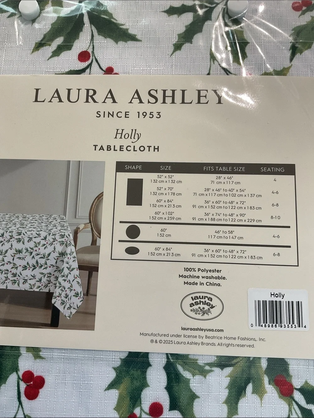 Laura Ashley tablecloth Holly holiday